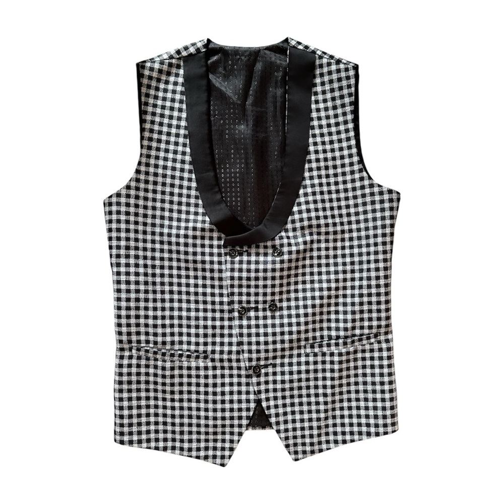 Five Button Checkered Waistcoat Vest